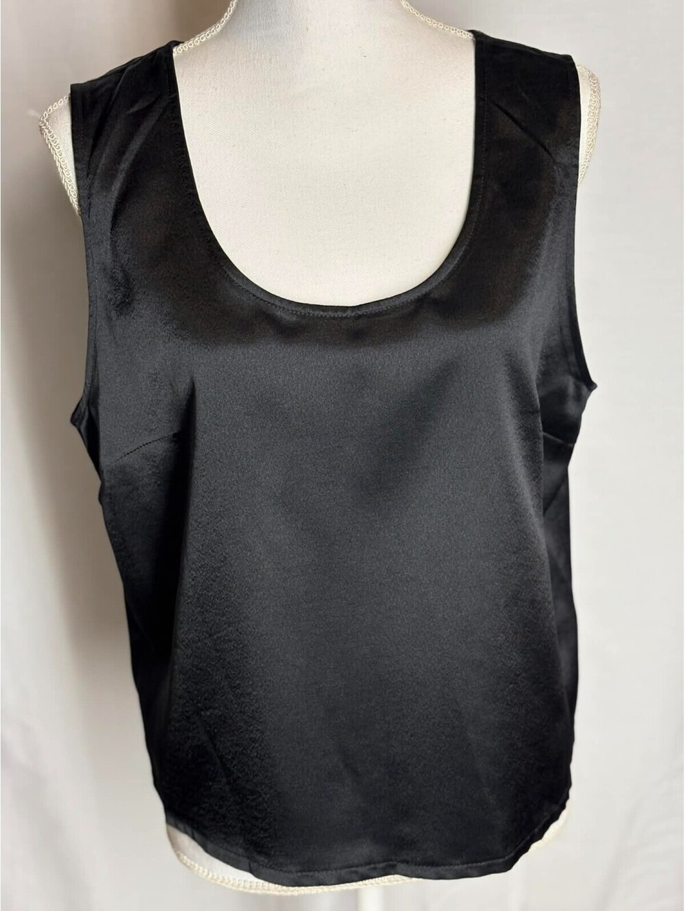 Vintage Harve Benard Benard Holtzman Black Silk Tank Blouse Shiny 16W